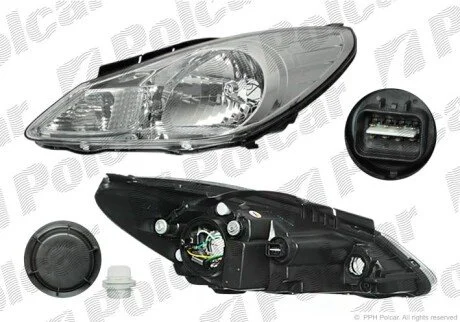 Фара основная левая H4, PY21W, W5W Polcar 400309-E