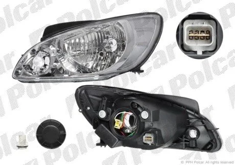 Фара основная левая H4, PY21W, W5W Polcar 4044091E