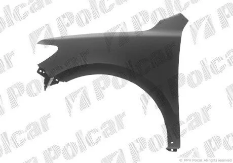 Крило спереду праворуч із отворами під накладку крила Polcar 405202