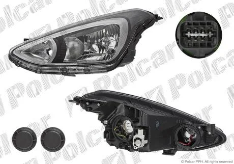 Фара основная правая H4, PY21W, W5W Polcar 40A210-E