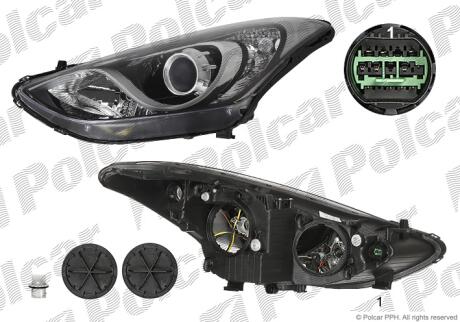Фара основная левая H7, PY21W, W5W Polcar 40C2090EUA