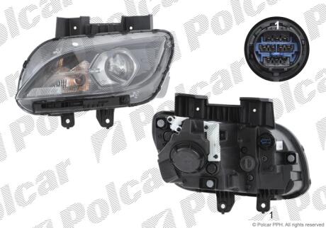 Фара основная правая HB3, PY21W Polcar 40L310-E