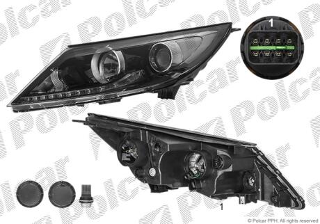 Фара основная правая H7, LED Polcar 4104100E