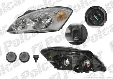 Фара основная правая H1, H21W, H7, W5W Polcar 411410-E
