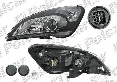 Фара основная правая H1, H7, PY21W, W5W Polcar 4118100E
