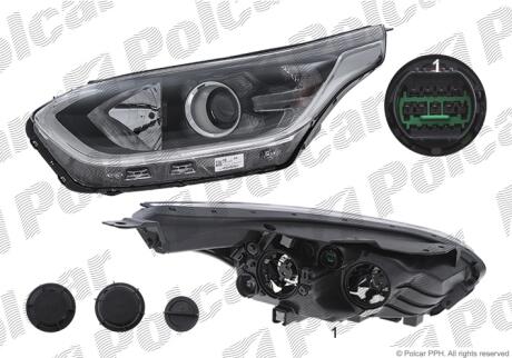 Фара основная правая H7, LED, PY21W Polcar 41C210-X