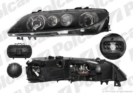 Фара основная левая H1, PY21W, W5W Polcar 4519096E