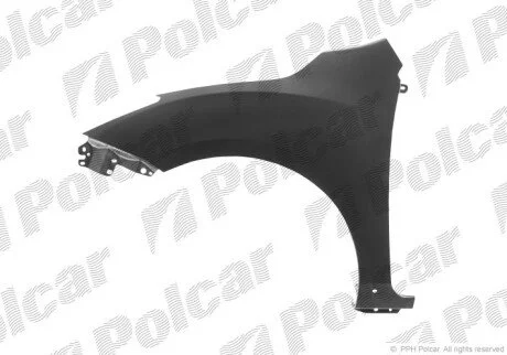 Крило спереду праворуч з отворами під накладку крила та поворотник Polcar 454202-2