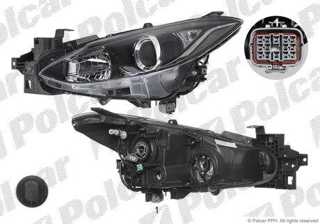 Фара основна ліва H11, H15, W5W, WY21W Polcar 45C2091E