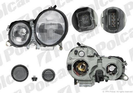 Фара основна ліва D2R, H6W, H7, PY21W Polcar 5015095E
