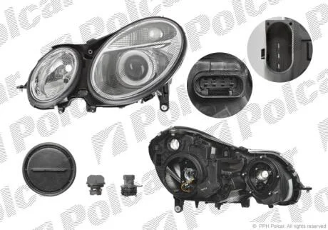 Фара основная правая H7, PY21W, W5W Polcar 5016103E