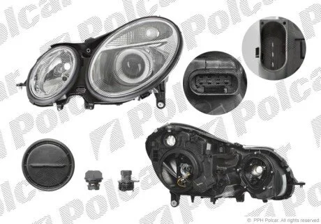 Фара основная правая H7, PY21W, W5W Polcar 501610-E