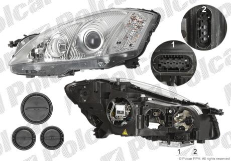 Фара основна ліва D1S, H7, PY24W, W5W Polcar 5031091U