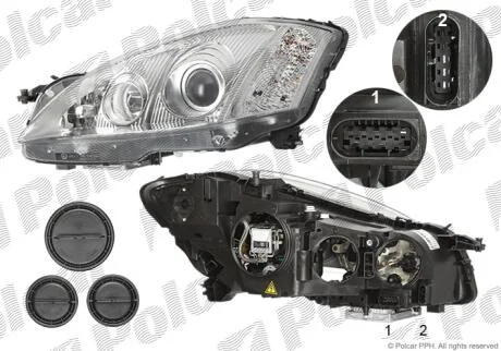 Фара основна ліва D1S, H7, PY24W, W5W Polcar 5031091U