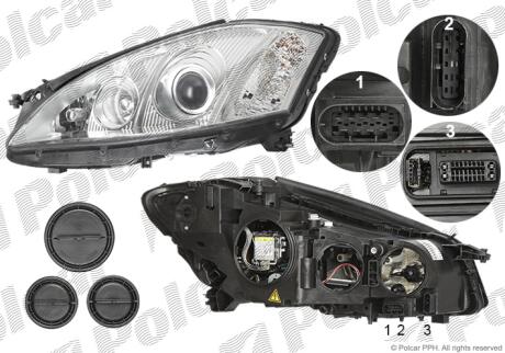 Фара основна ліва D1S, H7, PY24W, W5W Polcar 5031093U