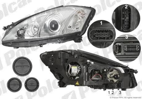 Фара основна ліва D1S, H7, PY24W, W5W Polcar 5031093U