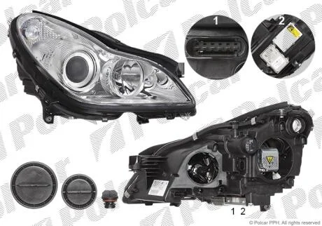 Фара основна права D2S, H7, PY21W, W5W Polcar 5034101H