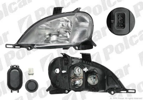 Фара основна права H1, H3, H7, PY21W, W5W Polcar 5044100E