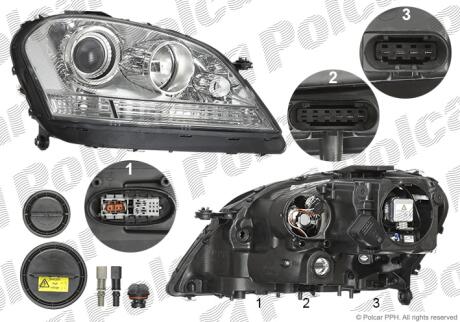 Фара основна права H7, PY21W, W5W, WY5W Polcar 5045103H