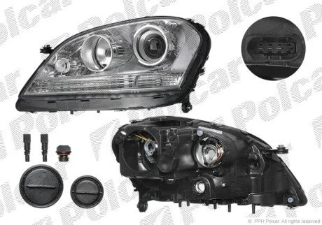 Фара основна права H7, PY21W, W5W, WY5W Polcar 504510-E