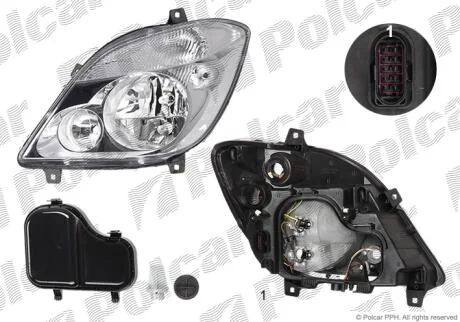 Фара основна ліва H7, PY21W, W5W Polcar 506509AE