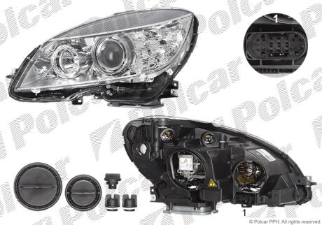 Фара основна ліва D1S, H7, PY21W, W5W Polcar 5070093U