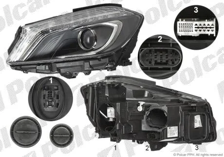 Фара основная левая D1S, H7 Polcar 50C1091H