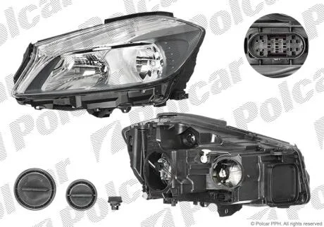 Фара основная правая H15, H7, PY21W Polcar 50C110-H