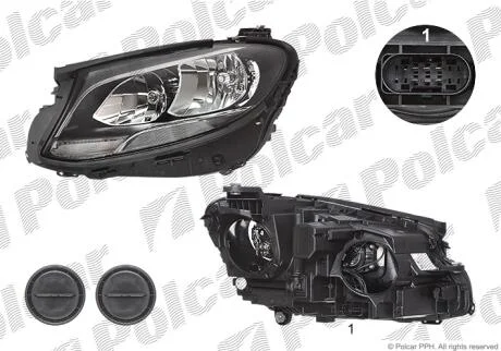 Фара основна права H7, LED, PY21W Polcar 50E210-H