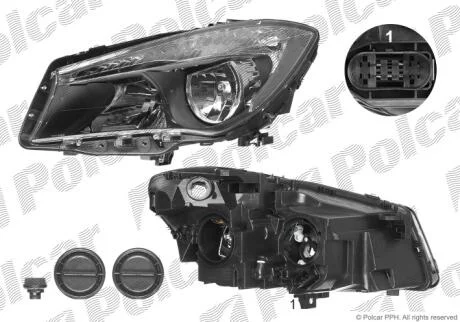 Фара основная левая H15, H7, PY21W Polcar 50G2090E