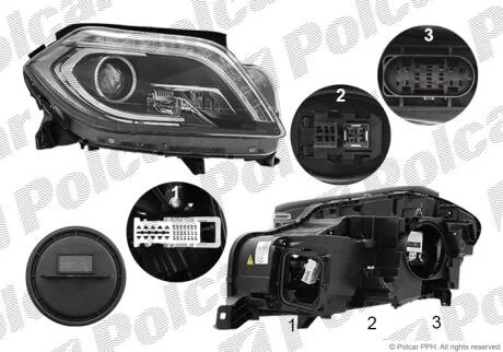 Фара основна права D1S, LED Polcar 50K1101UUA