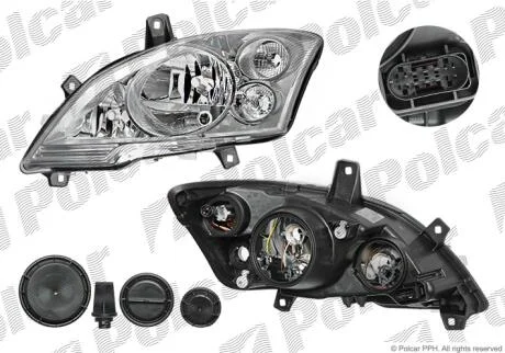 Фара основная левая H7, PY21W, W21/5W Polcar 50N1090E