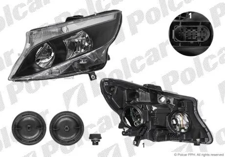 Фара основная правая H15, H7, PY21W Polcar 50N3102E
