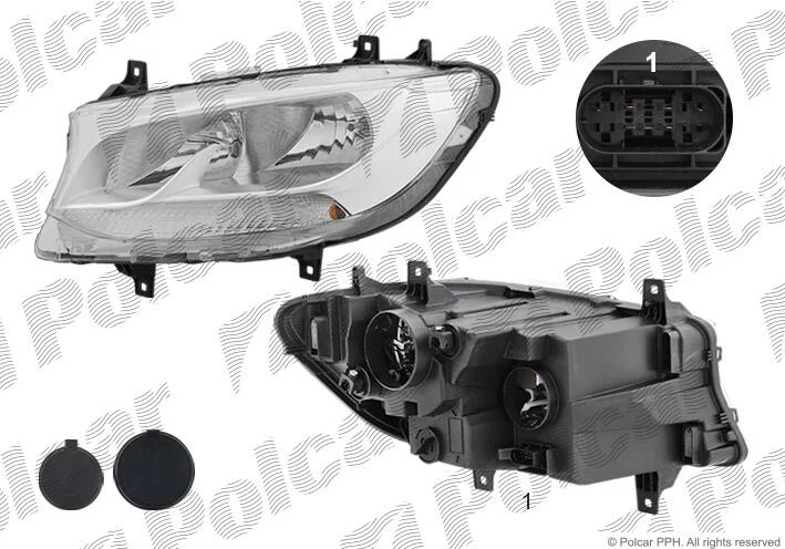 Фара основная левая H15, H7, PY24W, W5W Polcar 50N409-E (фото 1)
