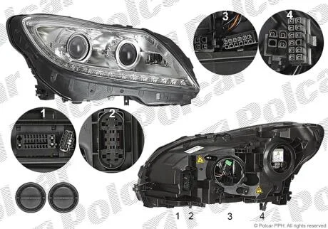 Фара основна права D1S, LED Polcar 50S1101U