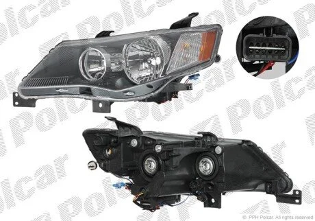 Фара основная левая HB3, HB4, W5W, WY21W Polcar 526609-E