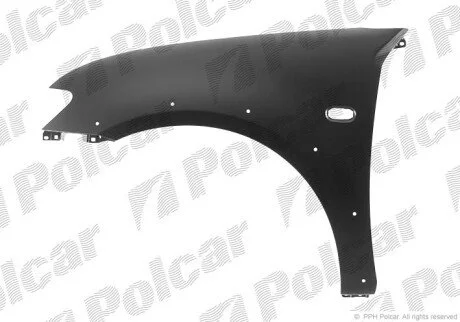 Крыло спереди слева с отверстиями под накладку крыла Polcar 527901-1