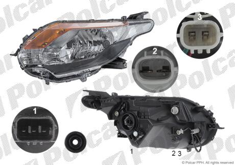 Фара основная левая H4, P21W, W5W Polcar 52P1096EUA