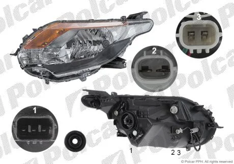 Фара основная левая H4, P21W, W5W Polcar 52P1096EUA