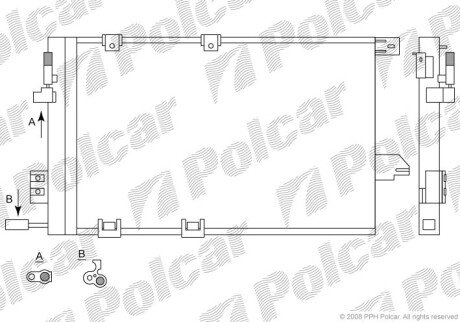 Радиатор кондиционера (Конденсатор) без осушителя Polcar 5508K8C1S