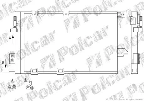 Радіатор кондиціонера (Конденсатор) без осушувача Polcar 5508K8C1S