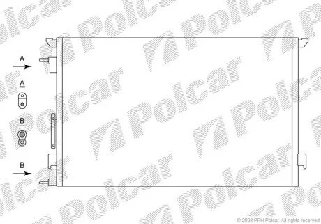 Радиатор кондиционера (Конденсатор) без осушителя Polcar 5518K8C1