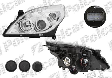 Фара основная правая H1, H7 Polcar 551910AE