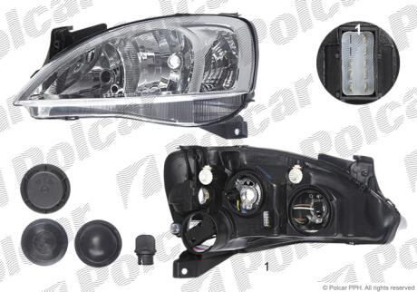Фара основная левая H7, PY21W, W5W Polcar 5557091E
