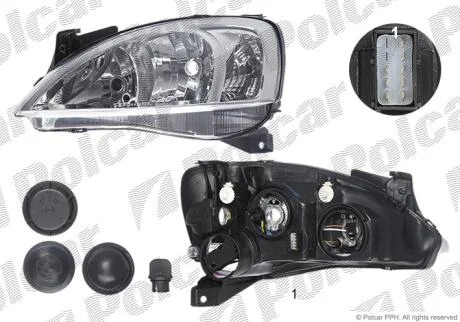 Фара основная левая H7, PY21W, W5W Polcar 5557091E