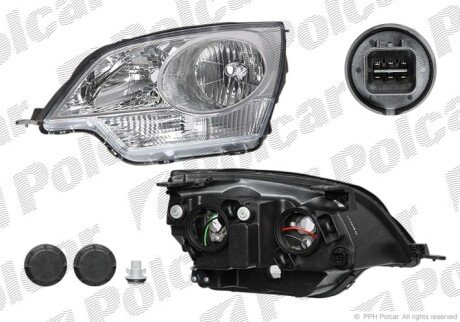 Фара основная левая H4, PY21W, W5W Polcar 556509-E