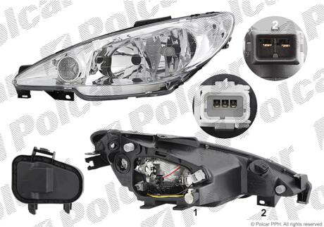 Фара основная правая H7, PY21W, W5W Polcar 5723105E
