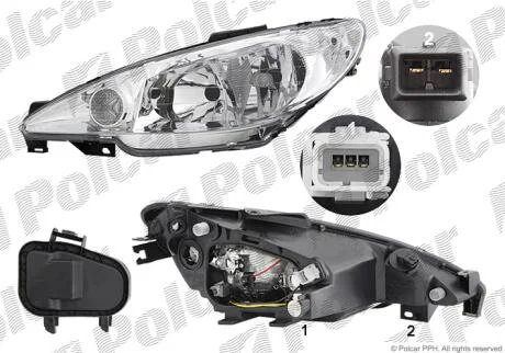 Фара основная правая H7, PY21W, W5W Polcar 5723105E