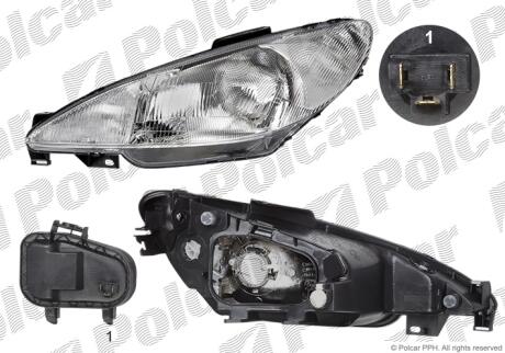 Фара основная правая H4, PY21W, W5W Polcar 5723107E