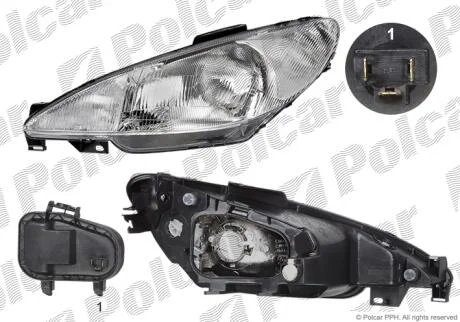 Фара основна права H4, PY21W, W5W Polcar 5723107E